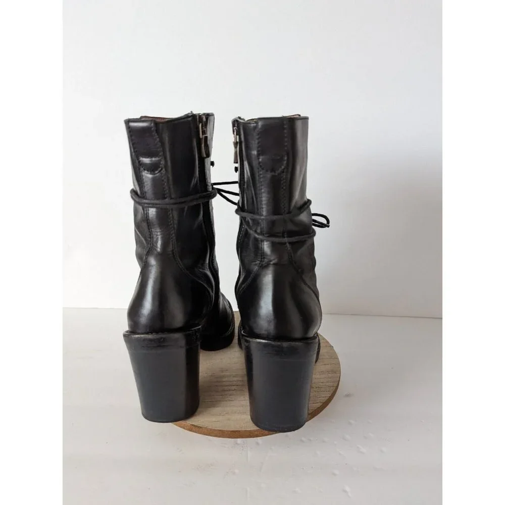 ❤️SOLD❤️Donald J Pliner Womens Boots 6.5 Benito Black Leather Lace Up Combat - Picture 3 of 10